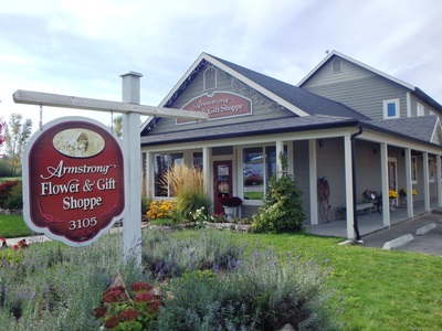 The front of Armstrong Flower & gift Shop located in Armstrong, BC.