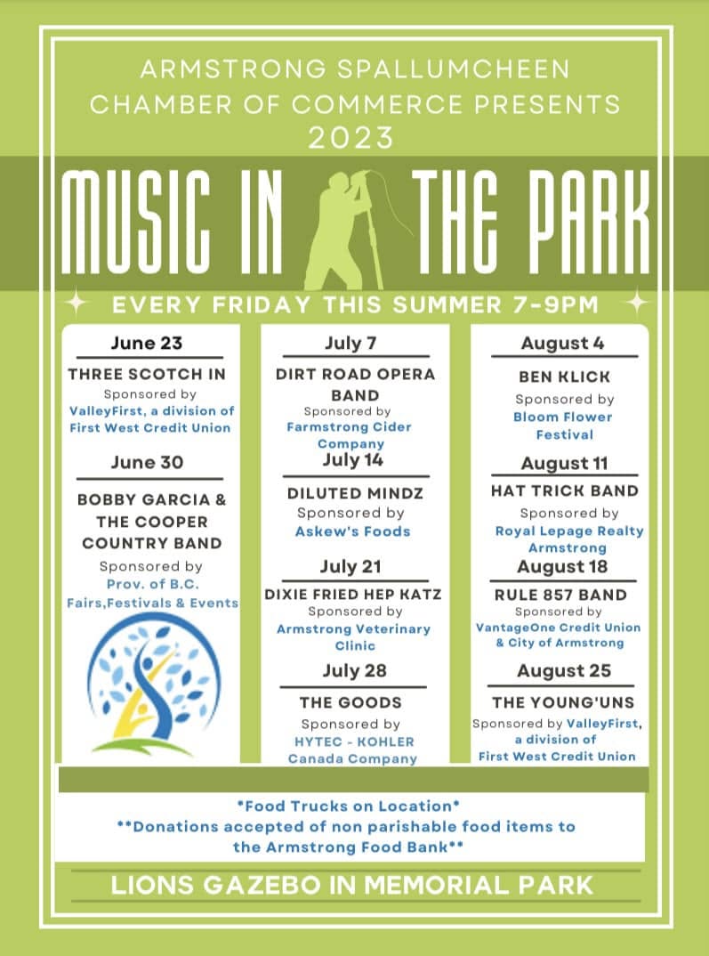 Music in the Park 2023 poster