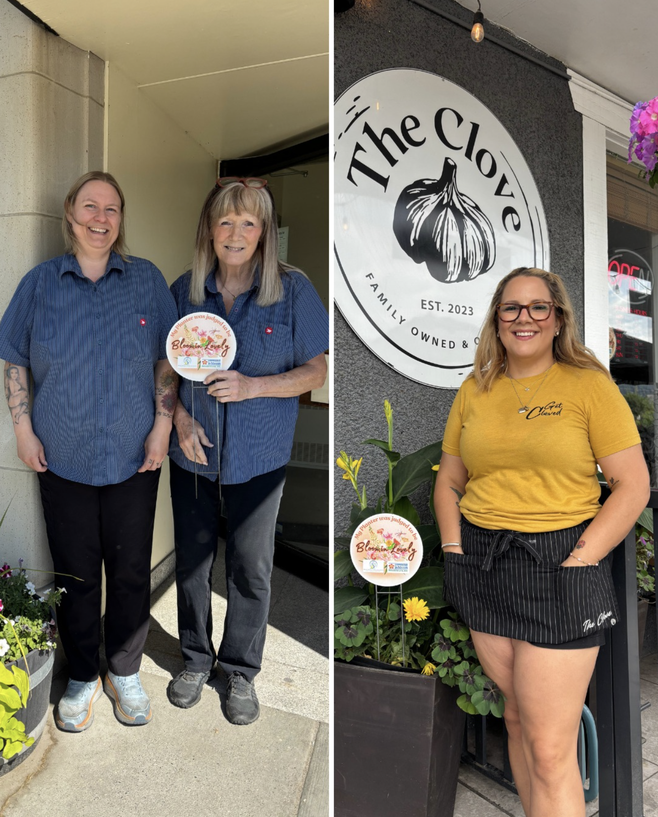 Bloomin’ Lovely Planter Challenge winners with flower planters in Armstrong Spallumcheen
