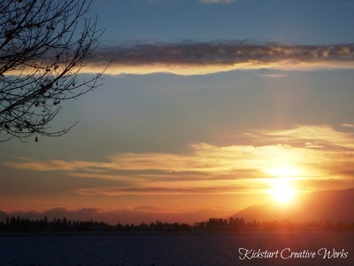 Beautiful winter sunset in Armstrong, BC.