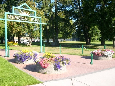 The Memorial Park entrance in Armstrong, BC.